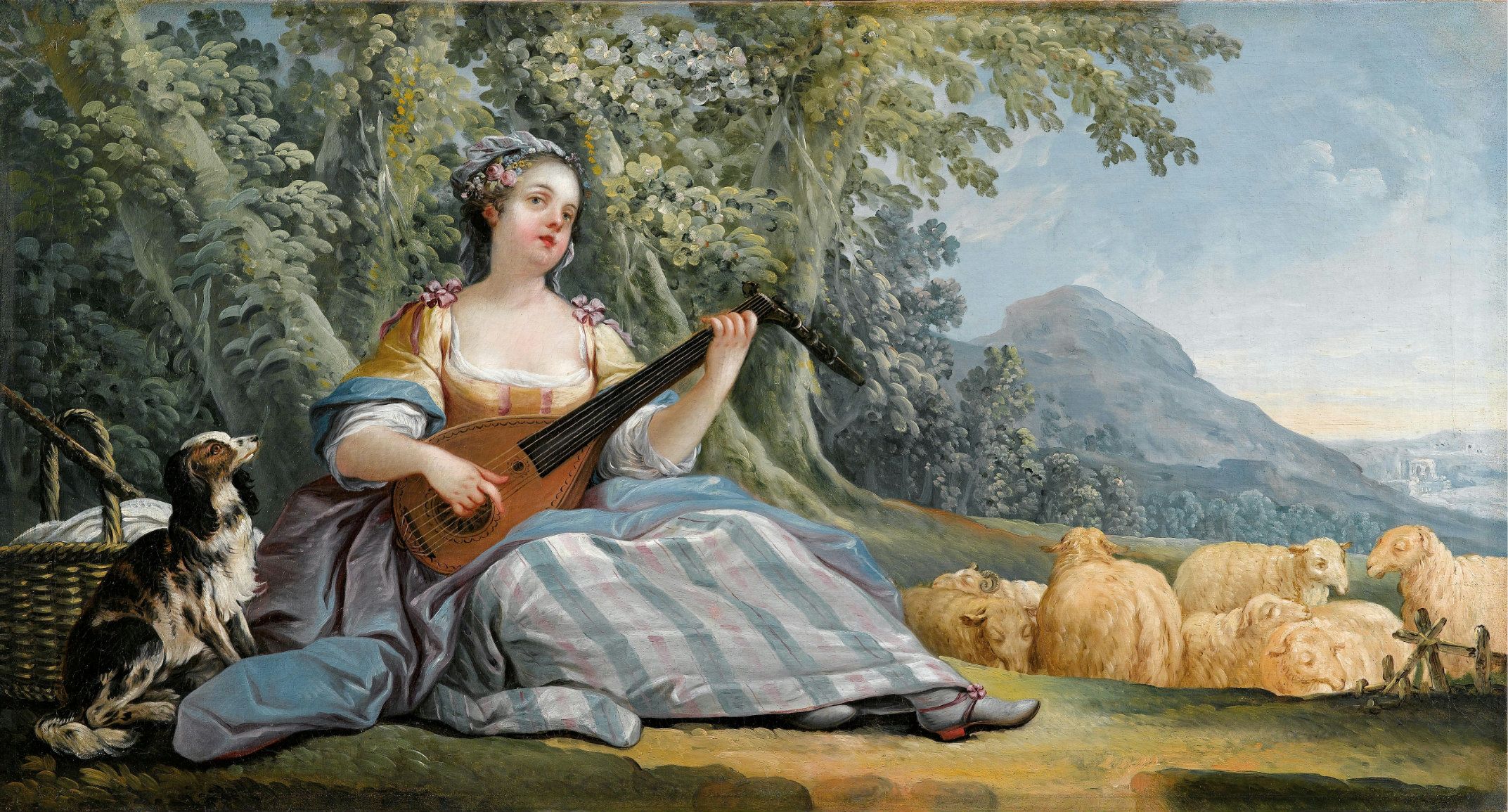 Shepherd playing mandolin Jean Baptiste Huet 1745-1815