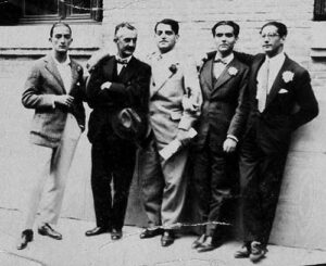 Salvador Dalí, Jose Moreno Villa, Luis Buñuel, Federico Garcia Lorca, Jose Antonio Rubio, Madrid, 1926.